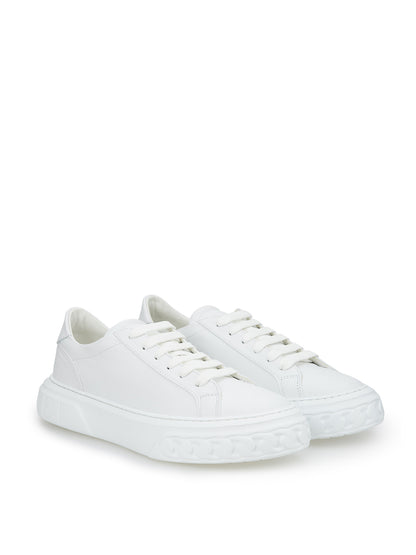 Casadei Elevated White Nappa Leather Off-Road Sneakers