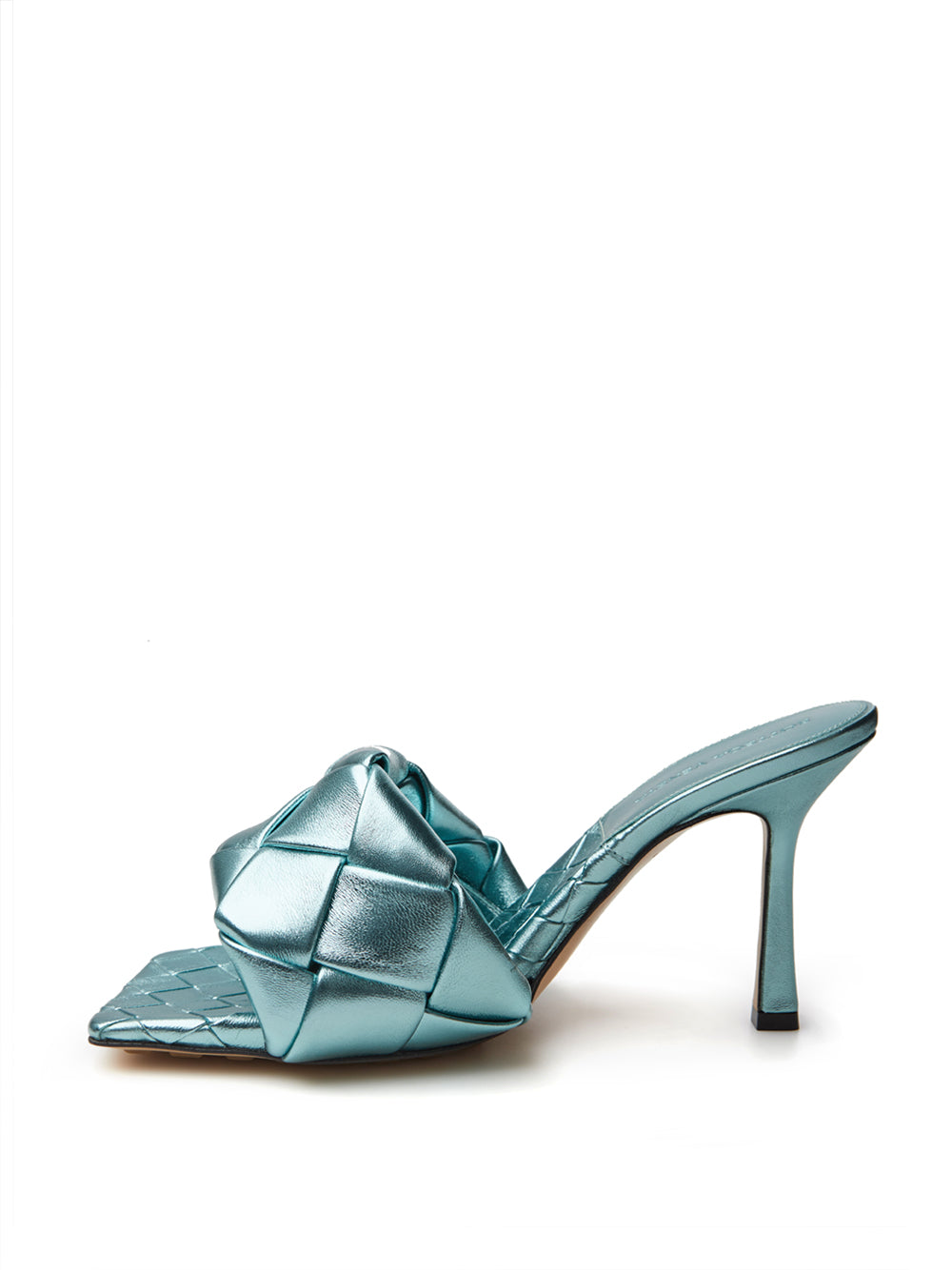 Bottega Veneta Elegant Light Blue Leather Mule Sandals