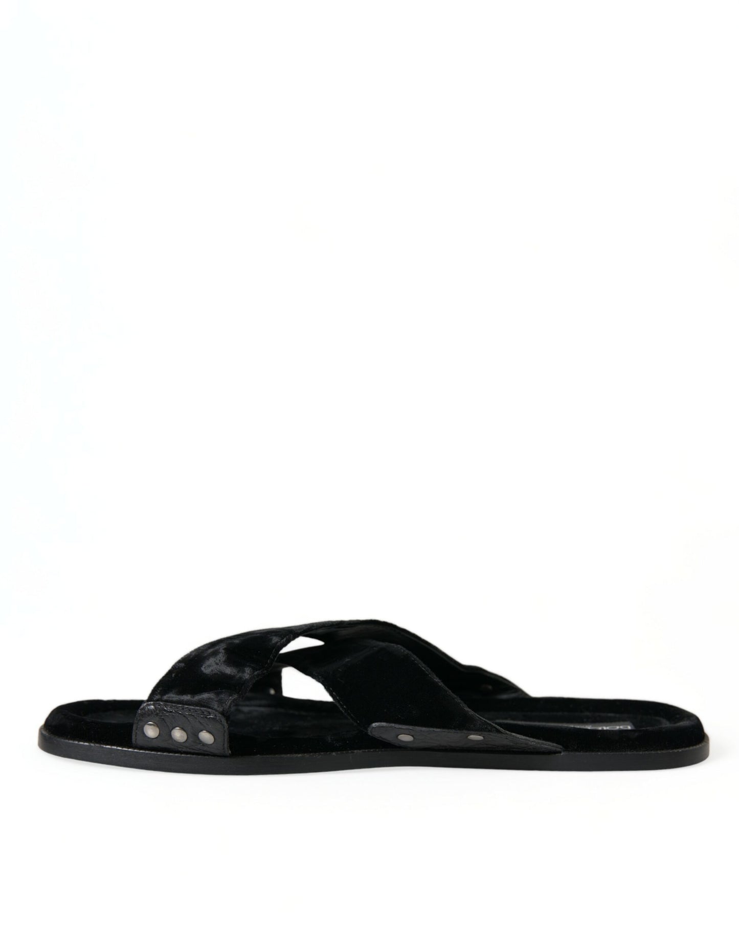 Dolce & Gabbana Elegant Black Cross Strap Slide Sandals