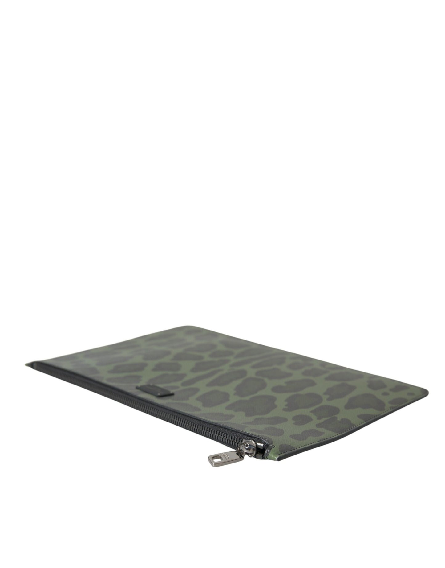 Dolce & Gabbana Elegant Green Leopard Print Calf Leather Clutch