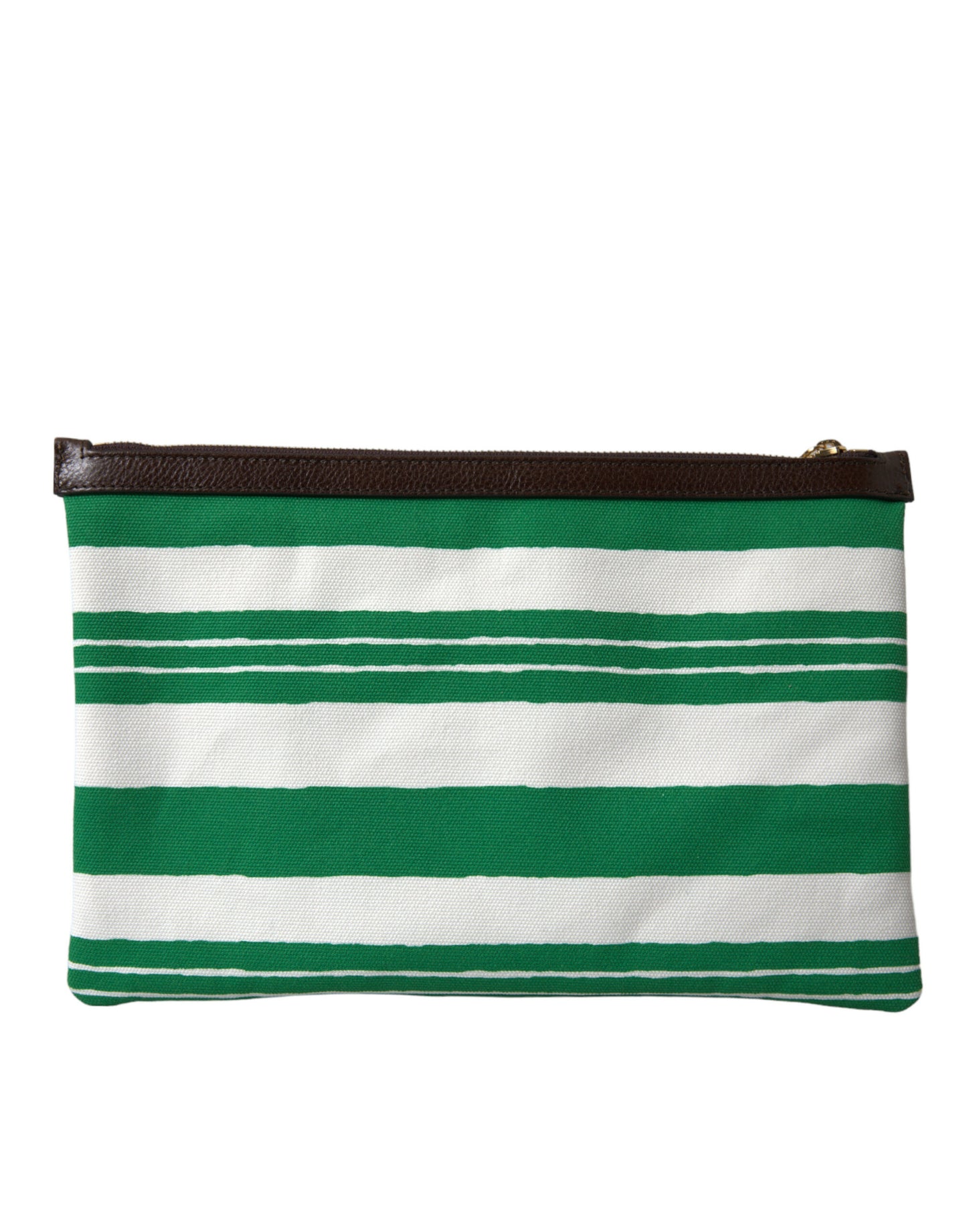 Dolce & Gabbana Elegant Striped Leather-Trim Pouch