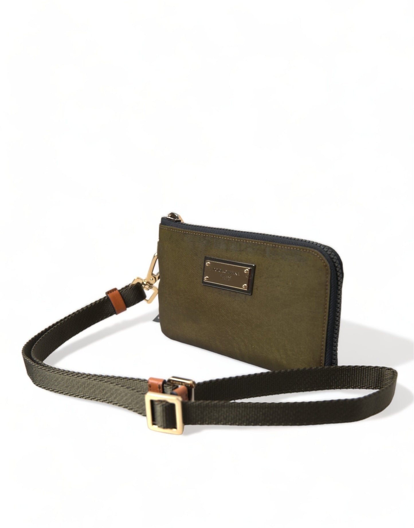 Dolce & Gabbana Elegant Dark Green Nylon-Leather Pouch