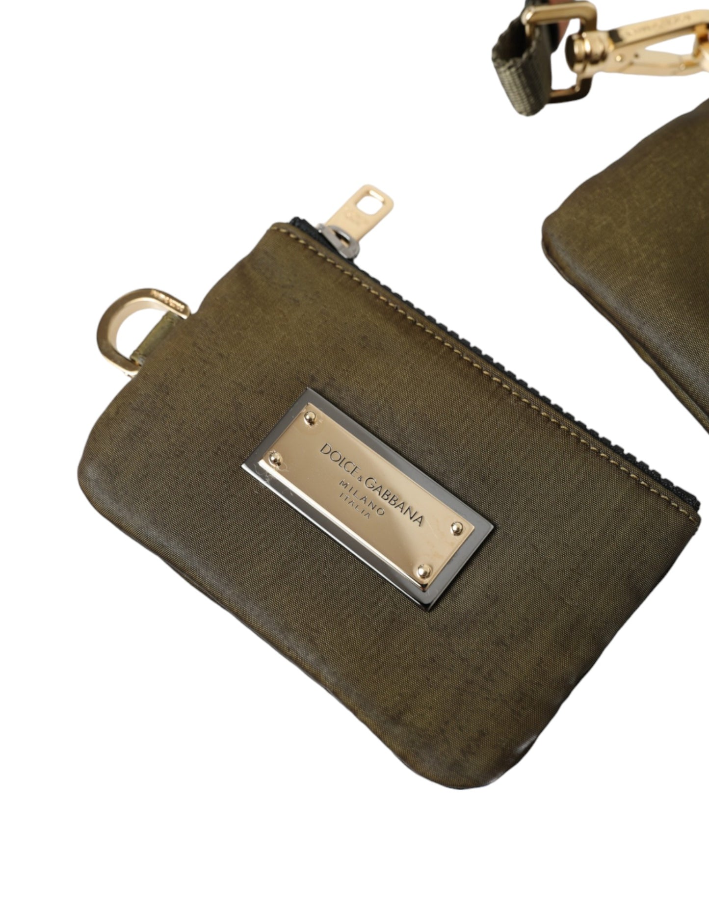 Dolce & Gabbana Elegant Dark Green Nylon-Leather Pouch