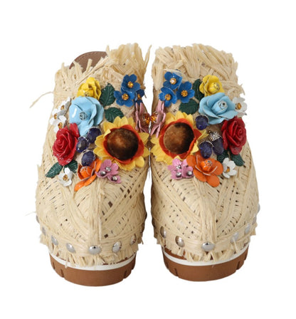 Dolce & Gabbana Chic Embellished Wooden Slides