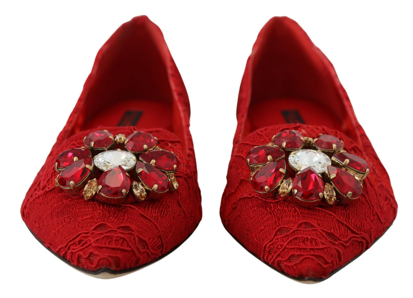 Dolce & Gabbana Red Crystal-Embellished Flats