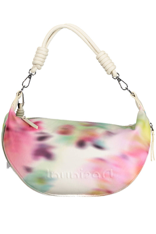 Desigual Chic White Expandable Handbag with Contrasting Accents