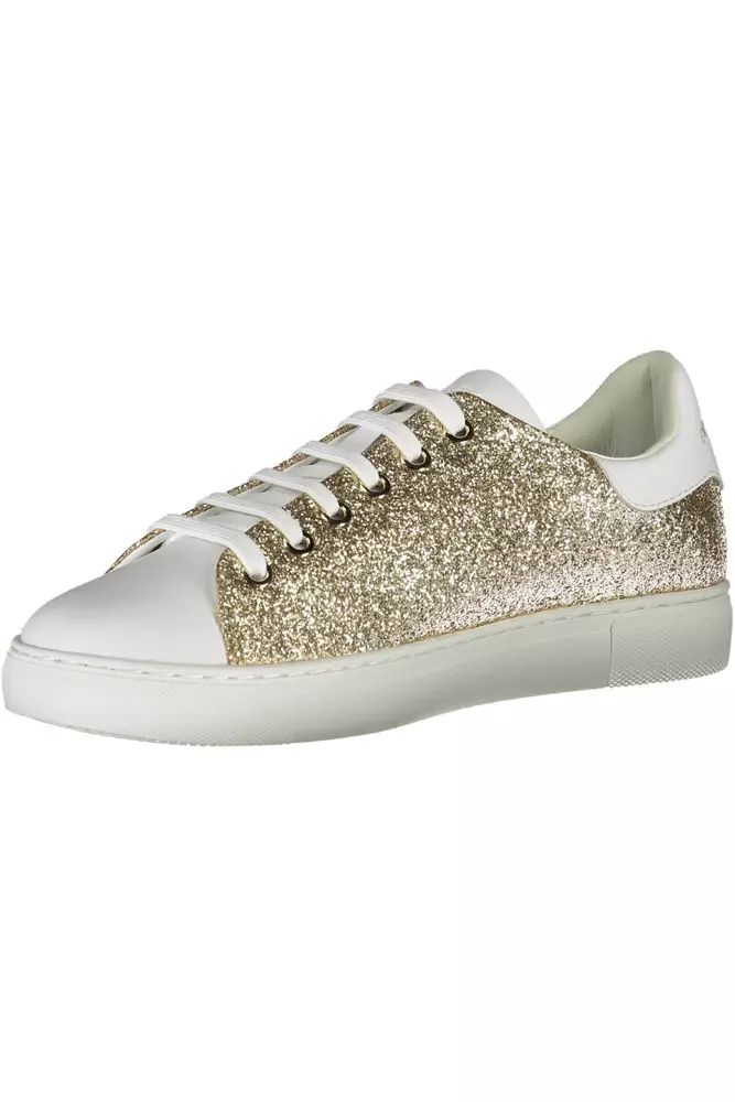 Emporio Armani Gleaming Gold Lace-Up Sport Sneakers