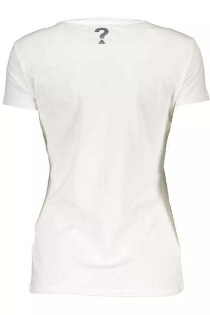 Guess Jeans Chic White Logo Tee with Stretch Comfort