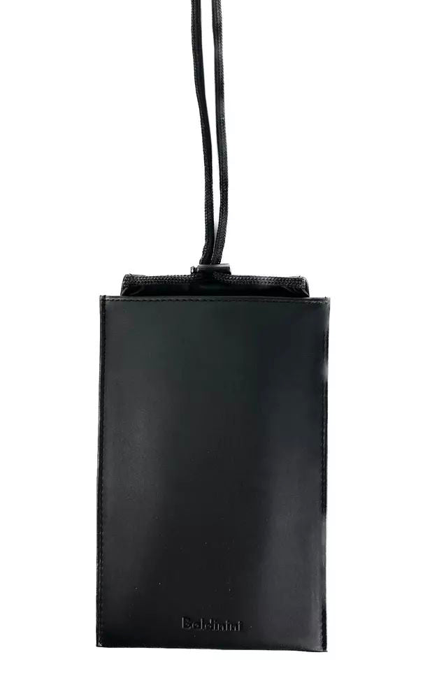 Baldinini Trend Sleek Calfskin Leather Cell Phone Wallet in Black