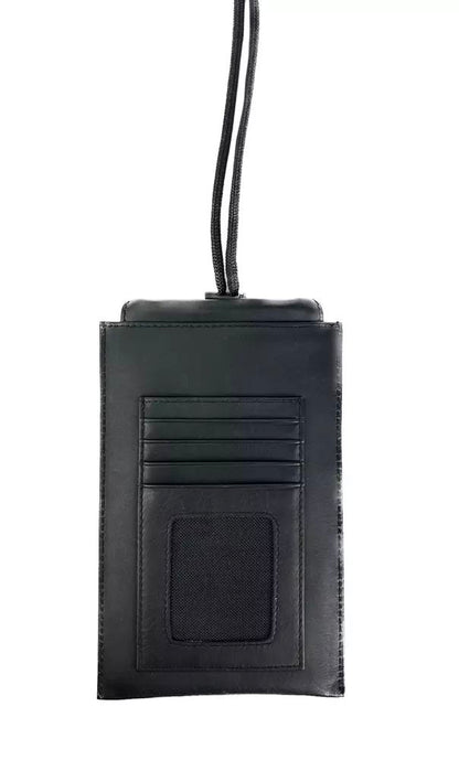 Baldinini Trend Sleek Calfskin Leather Cell Phone Wallet in Black