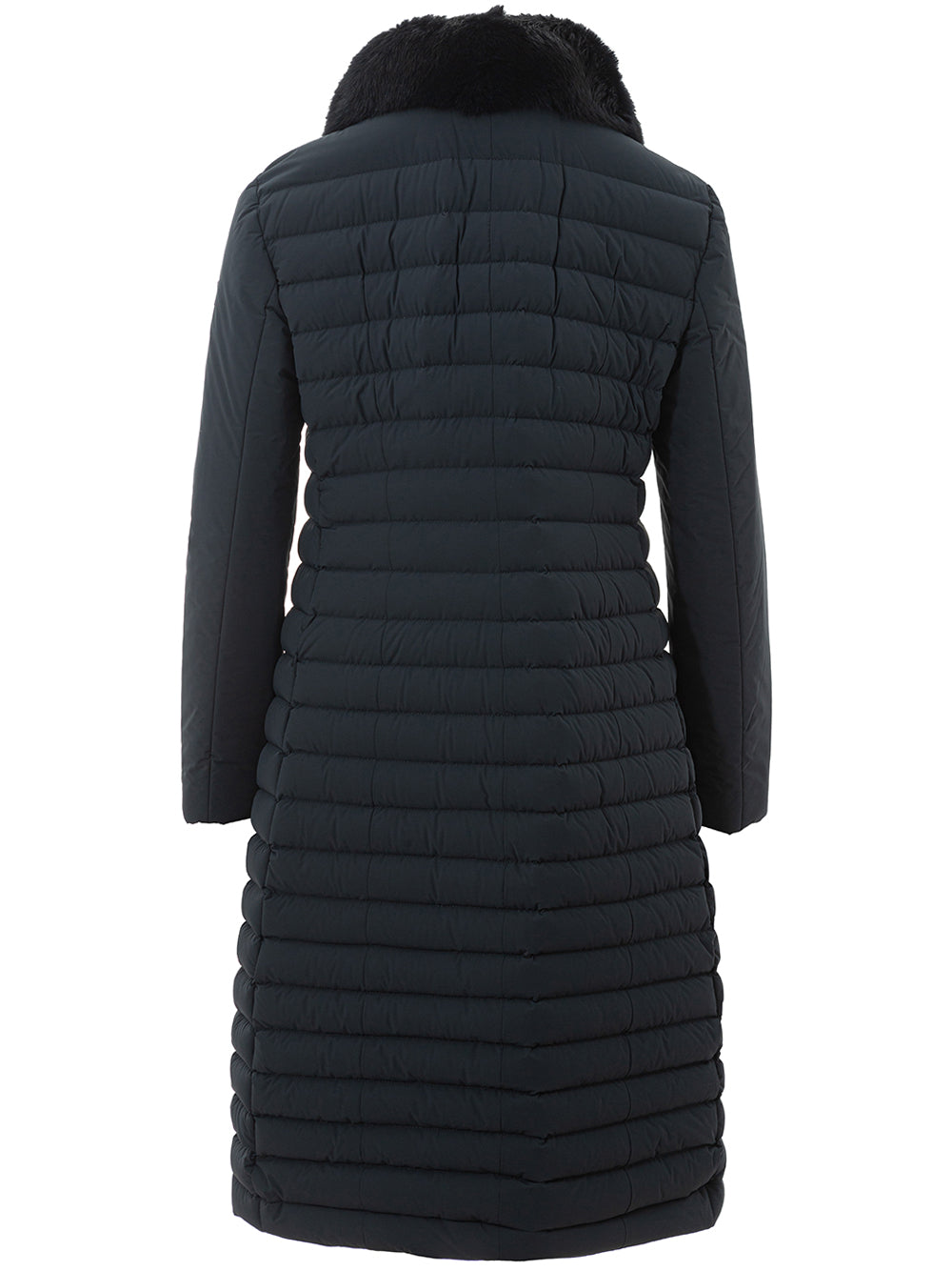 Peuterey Chic Long Quilted Coat with Fur Detail