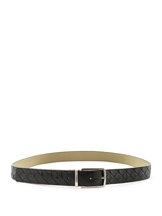 Bottega Veneta Elegant Emerald Intreccio Leather Belt