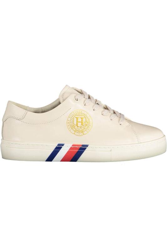 Tommy Hilfiger Beige Lace-Up Sneaker with Iconic Accents