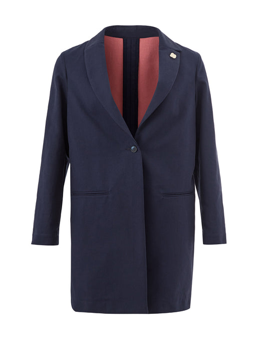 Lardini Elegant Blue Cotton Trench Jacket