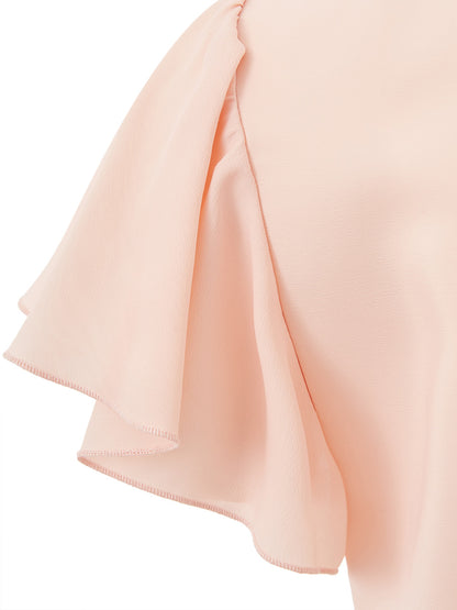 Lardini Elegant Pink Ruffled V-Neck Dress