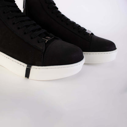 Roberto Cavalli Elevated Chic Suede High Sneakers in Black and White