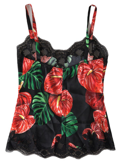 Dolce & Gabbana Anthurium Print Silk Camisole Top