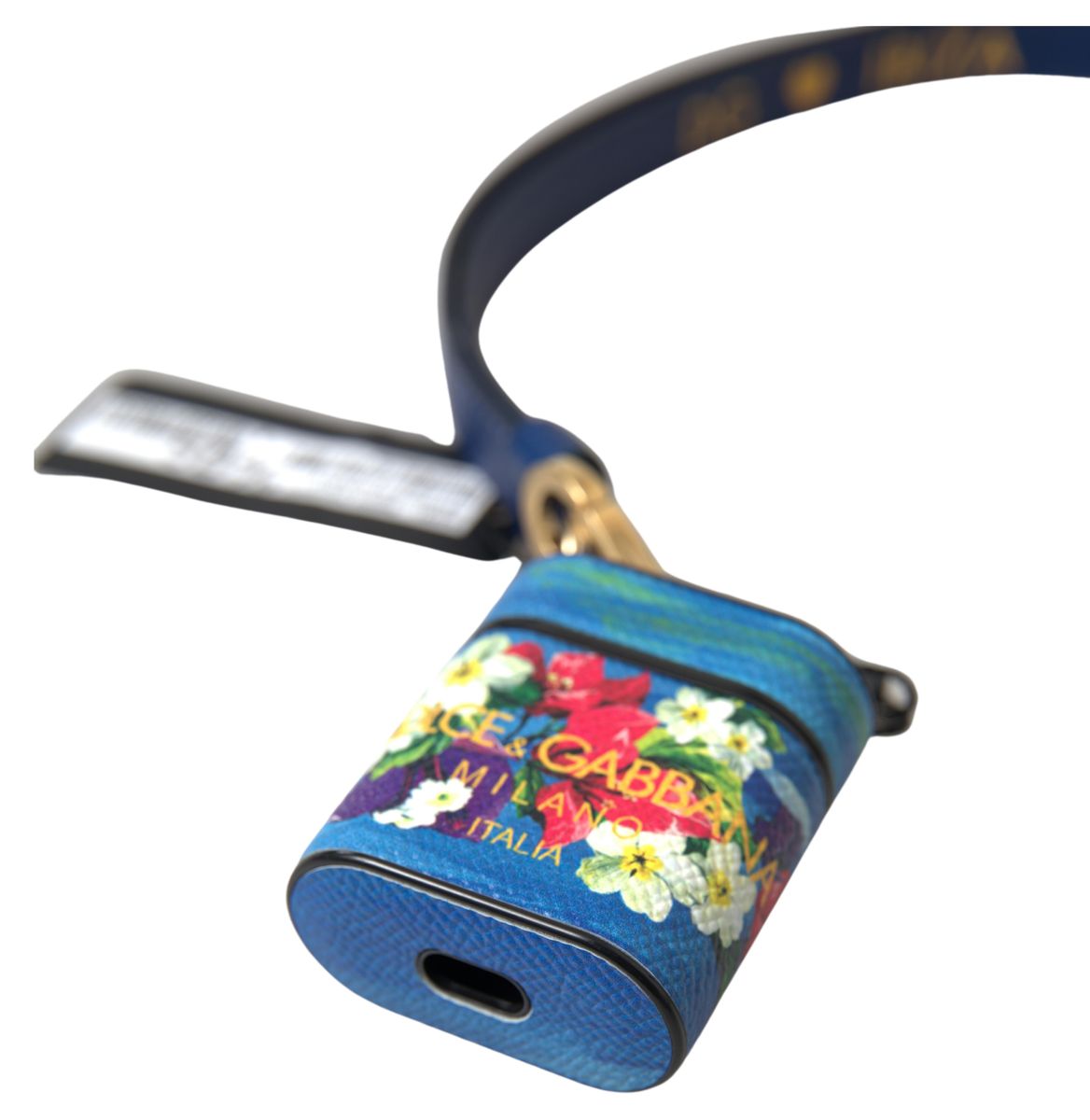 Dolce & Gabbana Chic Blue Floral Leather Airpods Case