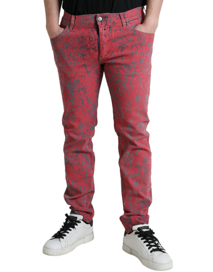 Dolce & Gabbana Red Tie Dye Skinny Denim Jeans