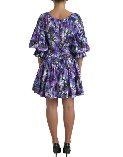 Dolce & Gabbana Floral A-Line Knee Length Cotton Dress