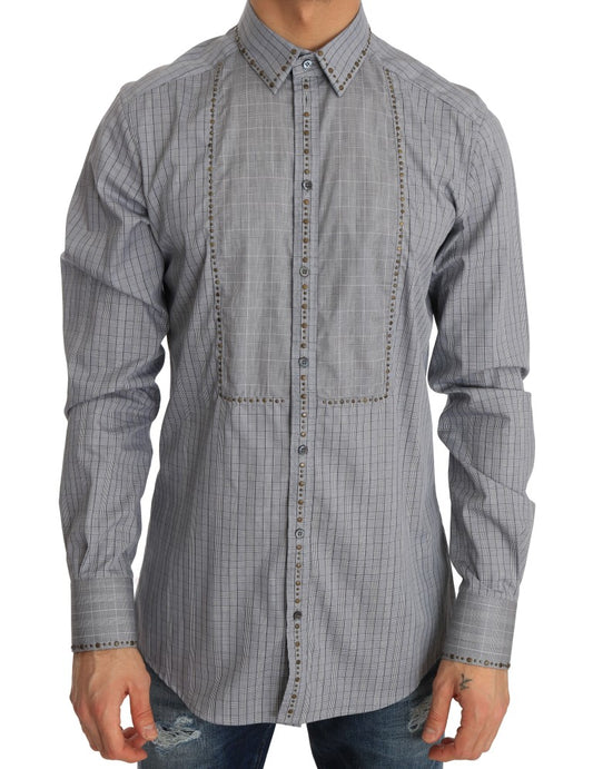 Dolce & Gabbana Elegant Gray Checkered Slim Fit Casual Shirt