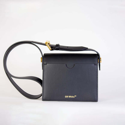 Off-White Elegant Black Leather Shoulder Bag