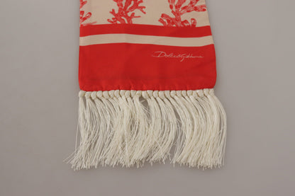 Dolce & Gabbana Elegant Silk Men's Scarf Wrap - Red Coral Print
