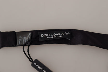 Dolce & Gabbana Elegant Black Gold Floral Silk Bow Tie