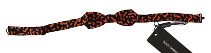 Dolce & Gabbana Elegant Silk Tied Bow Tie in Orange Black