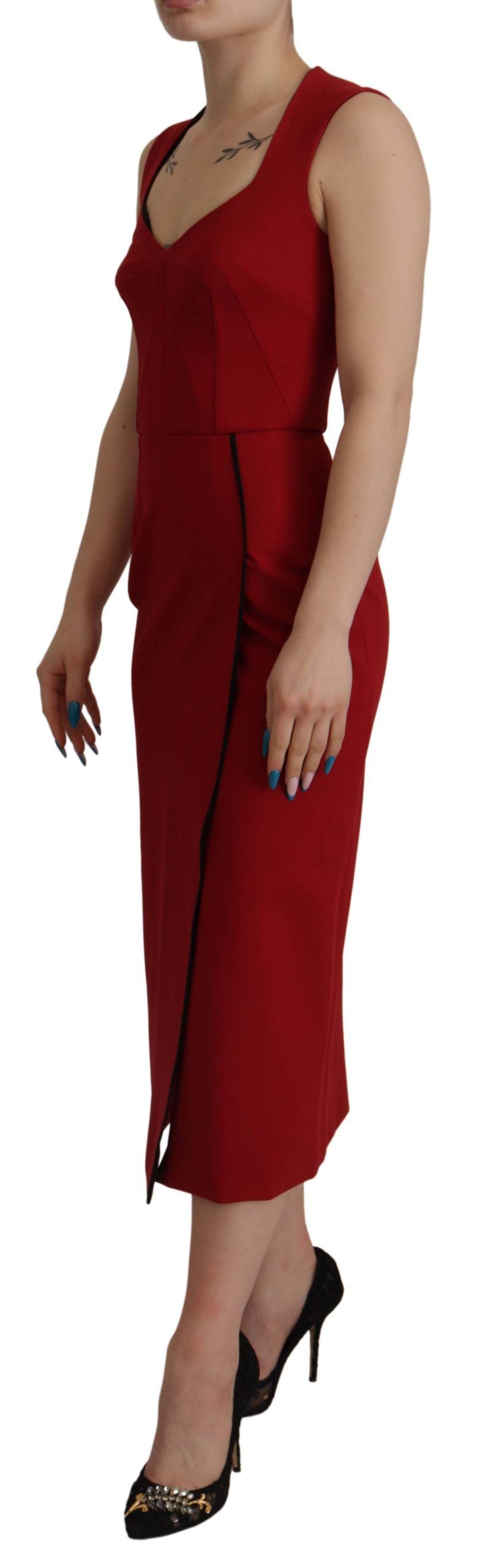 Dolce & Gabbana Elegant Red Bodycon Midi Dress