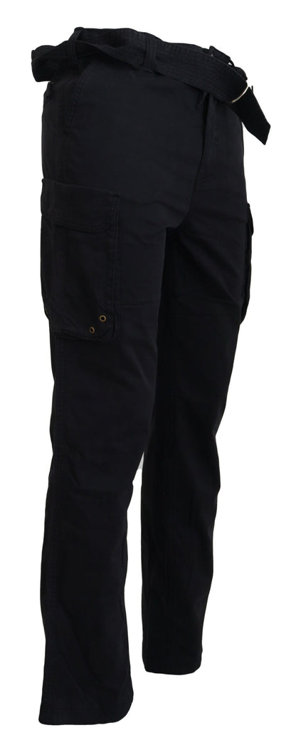 Roberto Cavalli Elegant Black Cargo Pants with Belt