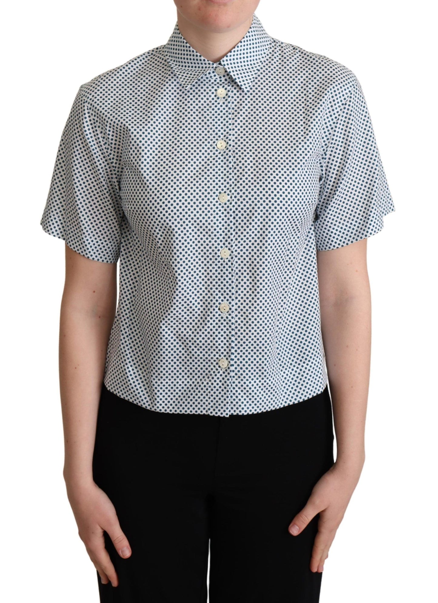 Dolce & Gabbana Elegant Polka Dot Cotton Polo Shirt