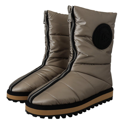 Dolce & Gabbana Silver Platino Mid Calf Designer Boots