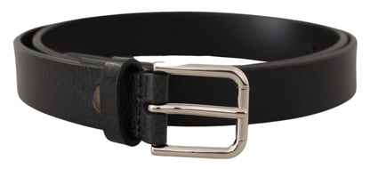 Dolce & Gabbana Elegant Black Leather Belt with Metal Buckle