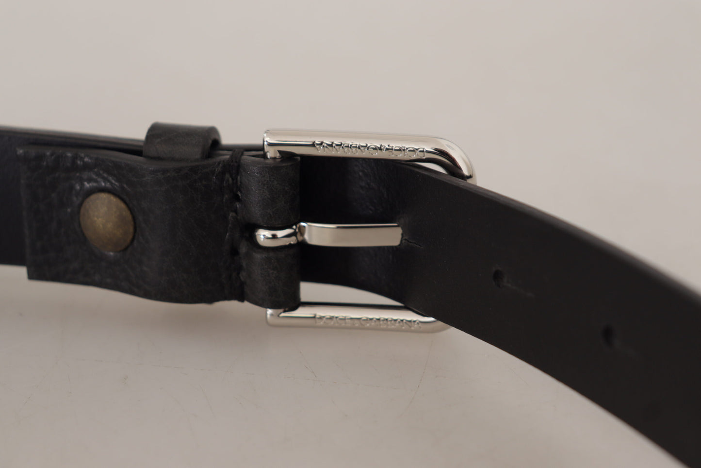 Dolce & Gabbana Elegant Black Leather Belt with Metal Buckle