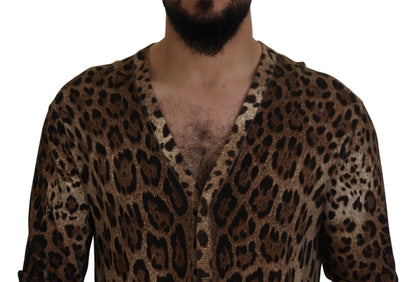 Dolce & Gabbana Elegant Leopard Wool Cardigan Sweater