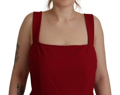 Dolce & Gabbana Elegant Red Square Neck Midi Dress