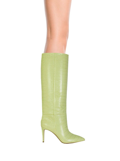 Paris Texas Elegant Lime Croco Leather High Stiletto Boots