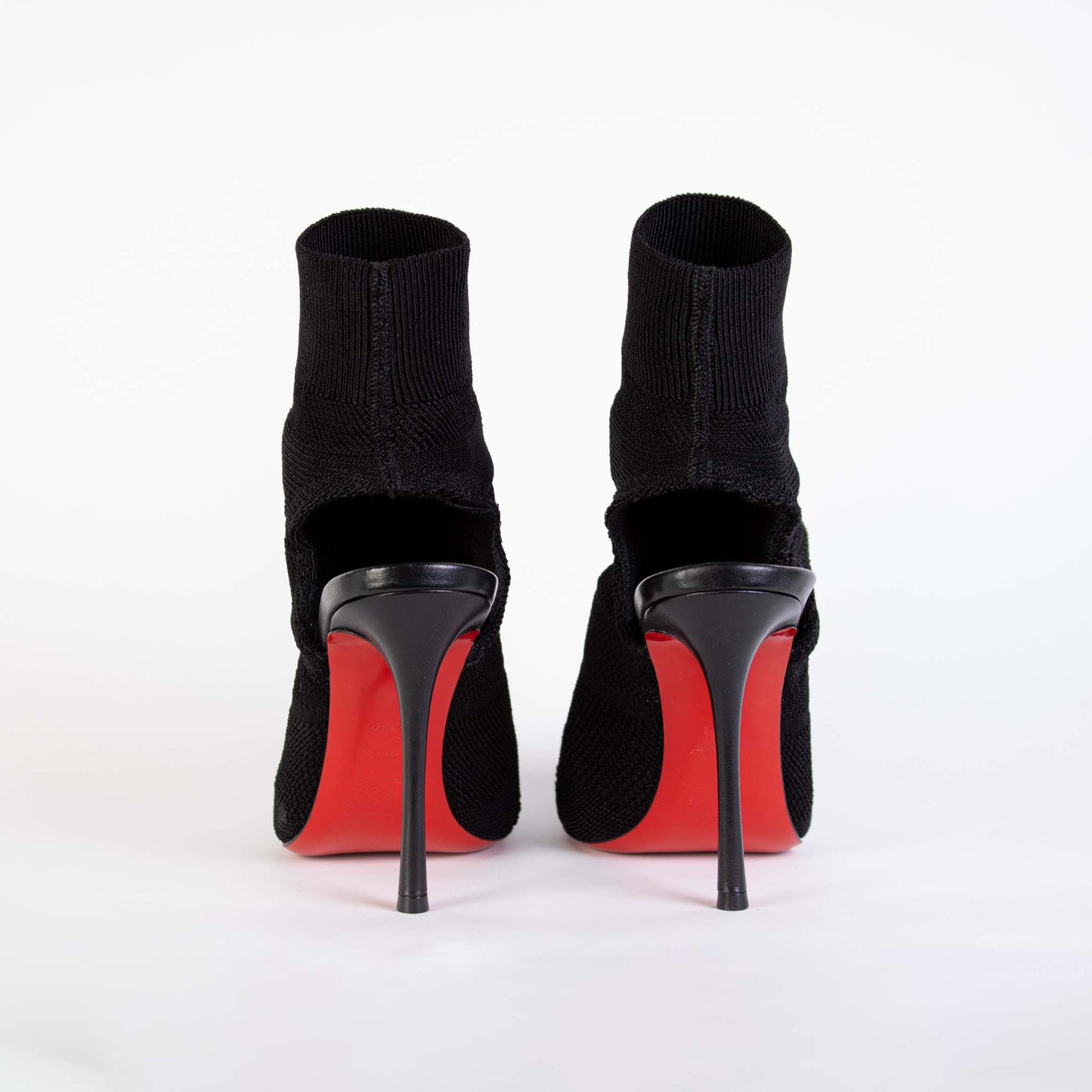 Christian Louboutin Elegant Black Fabric and Leather Ankle Boots