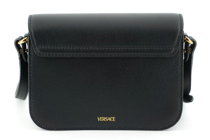 Versace Elegant Black Calf Leather Shoulder Bag