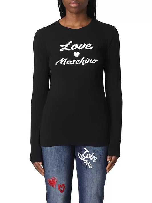 Love Moschino Elegant Long-Sleeved Cotton Logo Tee