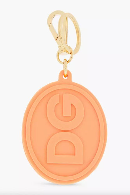 Dolce & Gabbana Elegant Orange Keychain with Gold Hardware