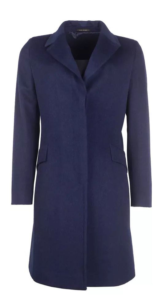 Made in Italy Elegant Virgin Wool Blue Coat for Her