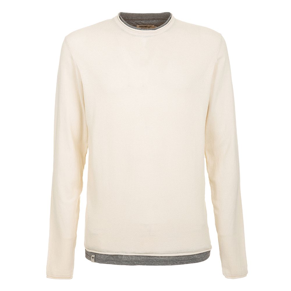 Fred Mello Chic Beige Long Sleeve Cotton Blend Sweater