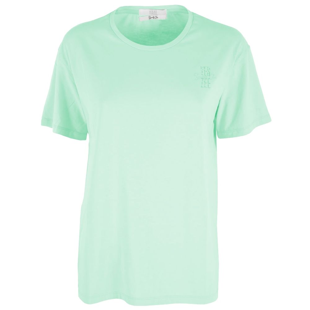 Yes Zee Chic Green Crew-neck Cotton Tee with Chest Logo