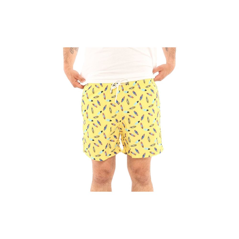 Yes Zee Sunshine Yellow Patterned Men's Swim Boxers