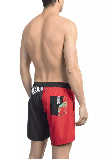 Bikkembergs Ravishing Red Side Print Swim Shorts