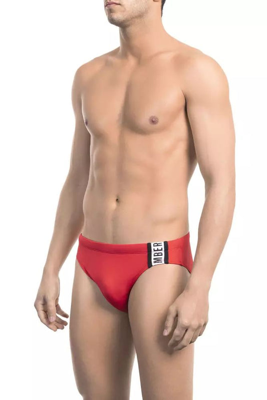 Bikkembergs Red Side Print Swim Briefs