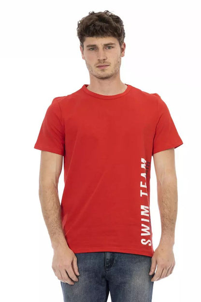 Bikkembergs Vibrant Red Front Print Tee