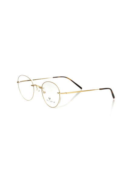 Frankie Morello Elegant Round Matt Gold Eyeglasses